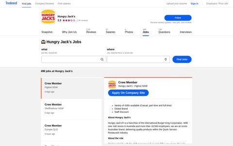 Hungry Jack's Jobs and Careers | Indeed.com