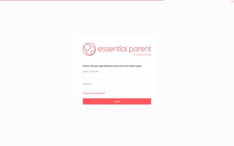 E-Care Login Panel - Essential Parent