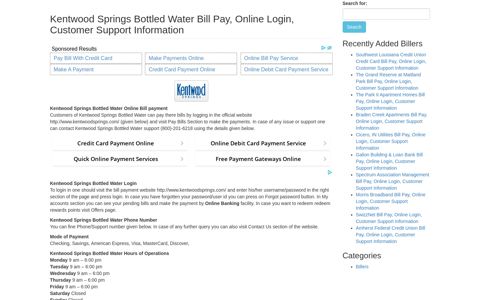 Kentwood Springs Bottled Water Bill Pay, Online Login ...