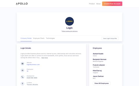 Login - Overview, Competitors, and Employees | Apollo.io