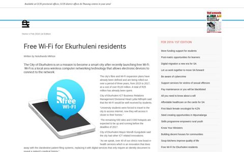 Free Wi-Fi for Ekurhuleni residents | Vuk'uzenzele