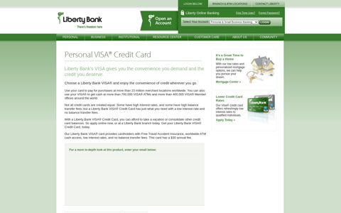 Personal VISA® Credit Card - Liberty Bank