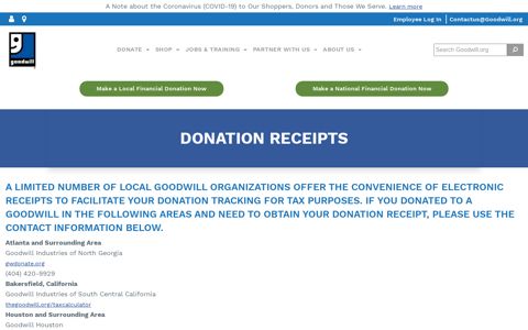 Donation Receipts - Goodwill Industries International