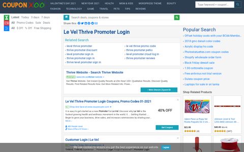 Le Vel Thrive Promoter Login - 12/2020 - Couponxoo.com