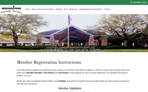 Member Validation - Heritage Pines Country Club - Hudson, FL