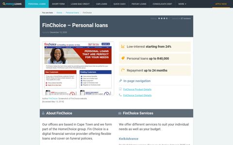 FinChoice – Personal Loans Up to R40,000 | MoneyLoans