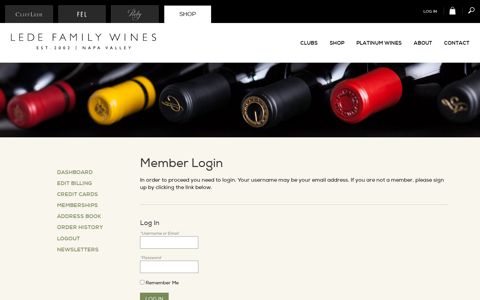 Members - Login - Lede Family Wines