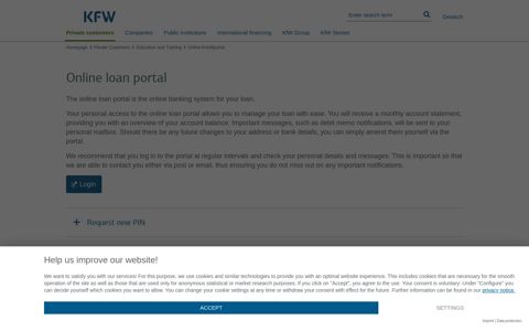 Online loan portal - KfW