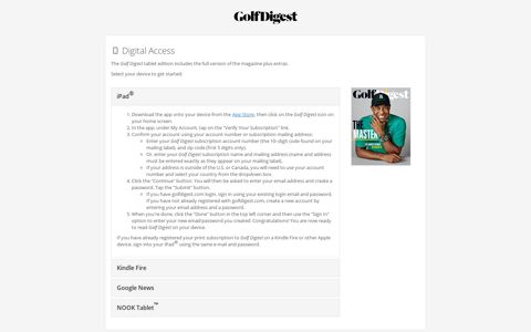 Digital Access - Golf Digest Customer Service - w1.buysub.com