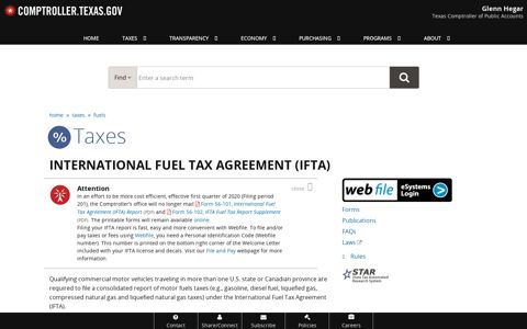 International Fuel Tax Agreement (IFTA) - Texas Comptroller
