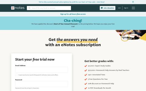 Free Trial Subscription - eNotes.com
