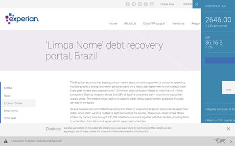 'Limpa Nome' debt recovery portal, Brazil - Experian plc
