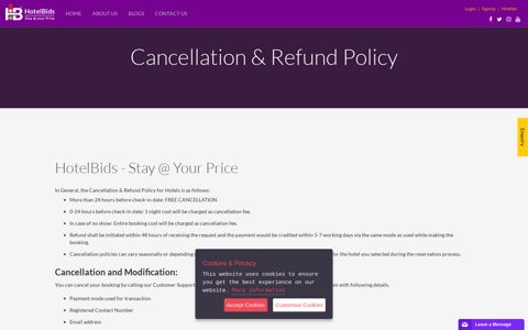 Cancellation & Refund Policy - HotelBids