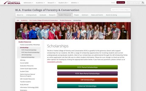 Scholarships - WA Franke College of Forestry & Conservation