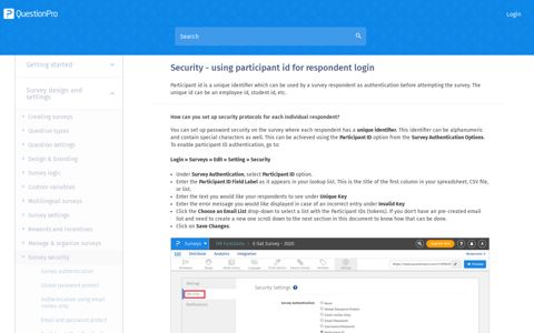 Security - using participant id for respondent login - QuestionPro