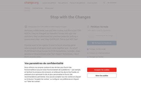Petition · Stop with the Changes · Change.org