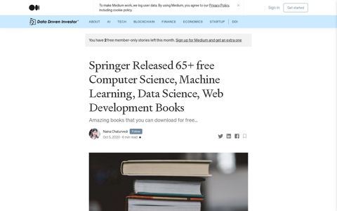 Springer Released 65+ free Computer Science, Machine ...