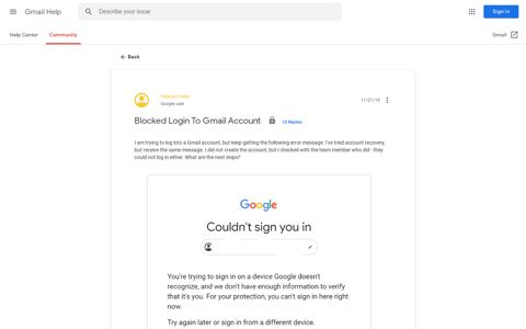 Blocked Login To Gmail Account - Gmail Community