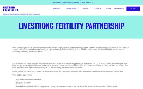 LIVESTRONG Fertility Partnership - Extend Fertility