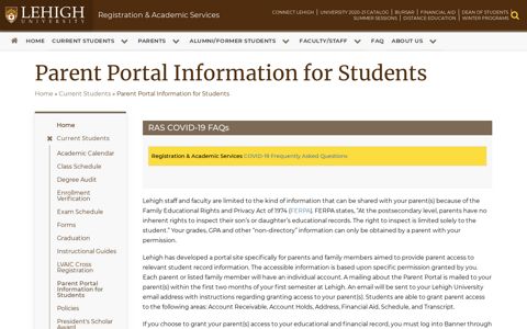 Parent Portal Information for Students | Registration ...