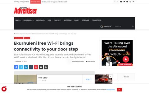 Ekurhuleni free Wi-Fi brings connectivity to your door step ...