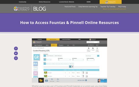 How to Access Fountas & Pinnell Online Resources