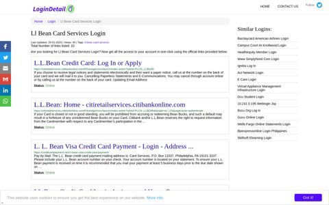Ll Bean Card Services Login L.L.Bean Credit Card: Log In or ...