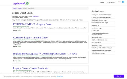 Legacy Direct Login ENTERTAINMENT - Legacy Direct - http://www ...