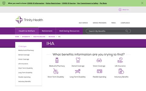 IHA - Trinity Health "My Benefits"