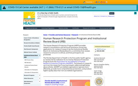 Human Research Protection Program and Institutional Review ...