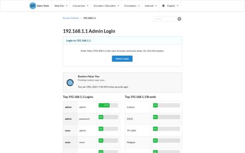 192.168.1.1 Admin Login - Clean CSS