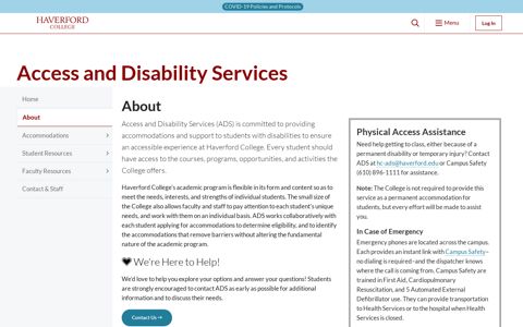 About | Access and Disability Services | Haverford College