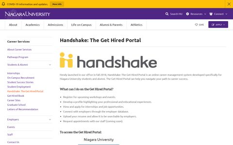 Handshake: The Get Hired Portal | Niagara University