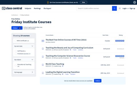 Friday Institute Courses & MOOCs | Free Online Courses ...