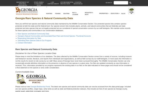 Georgia Rare Species & Natural Community Data ...