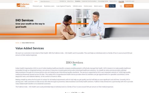Valued Added Services - IHO Services at Fullerton India