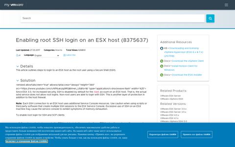 Enabling root SSH login on an ESX host (8375637) | VMware ...