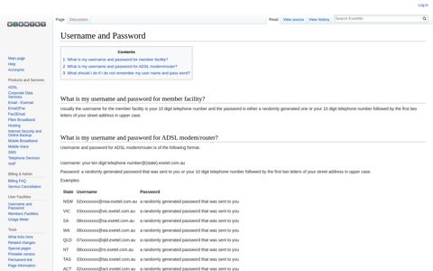 Username and Password - ExeWiki - Exetel