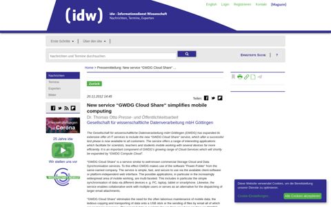 New service “GWDG Cloud Share“ simplifies mobile computing