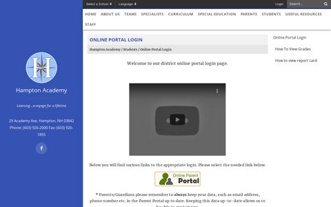 Online Portal Login - Hampton Academy