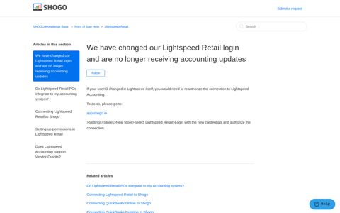 We have changed our Lightspeed Retail login and are no ...