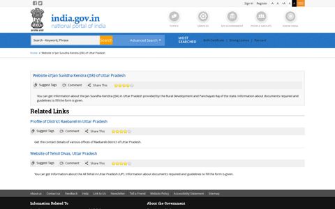 Website of Jan Suvidha Kendra (JSK) of Uttar Pradesh ...