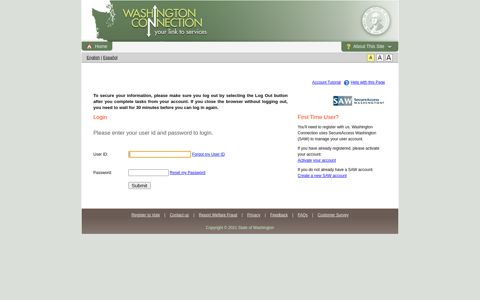 Login - AUTH - Washington Connection (Your Link to Services)