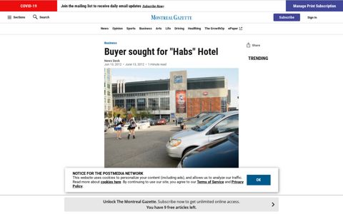 Buyer sought for "Habs" Hotel | Montreal Gazette