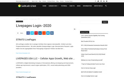 Livepages Login -2020 - Update 2020 - SARKARI GYAN