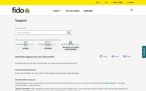 Register for My Account - Fido