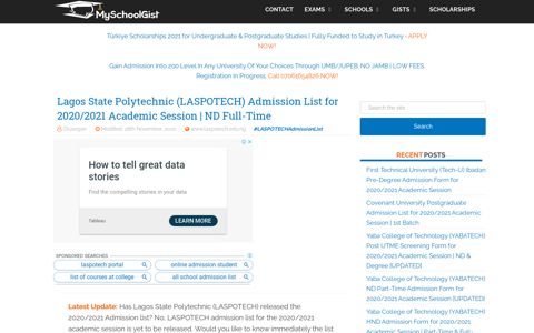 LASPOTECH Admission List 2020/2021 | ND Full-Time ...