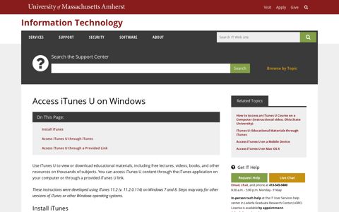 Access iTunes U on Windows | UMass Amherst Information ...