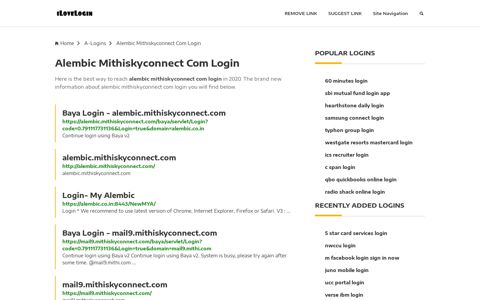 Alembic Mithiskyconnect Com Login ❤️ One Click Access