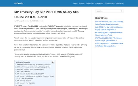 IFMIS MP Treasury Pay Slip 2020 Salary Slip Online Download